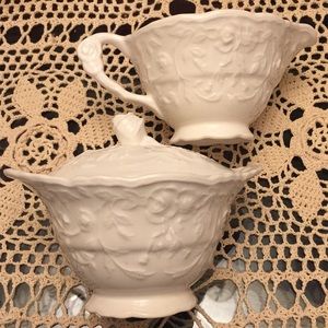 POPEGOSSER “Rose Point” Sugar & Creamer Set Mint Condition